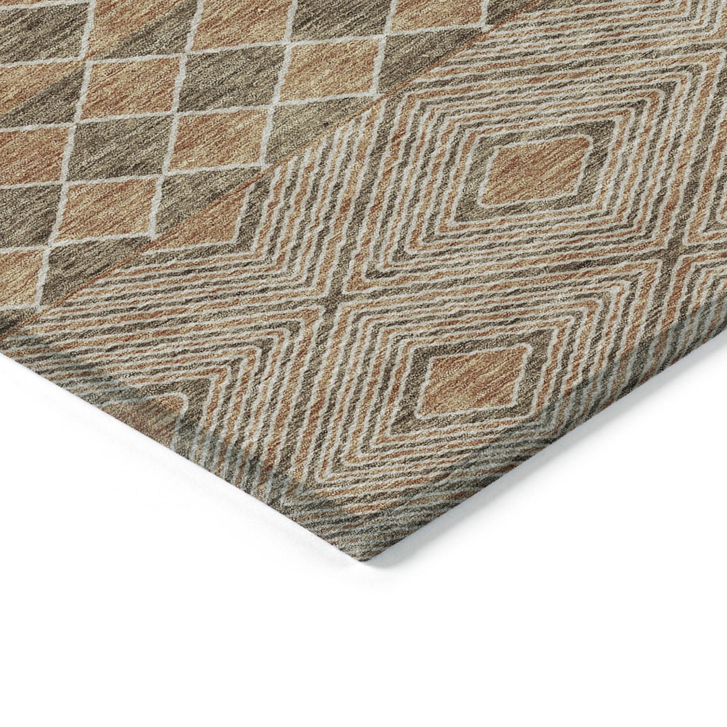 Tabselect Home Line 5' X 8' Brown And Beige Geometric Washable Indoor Outdoor Area Rug