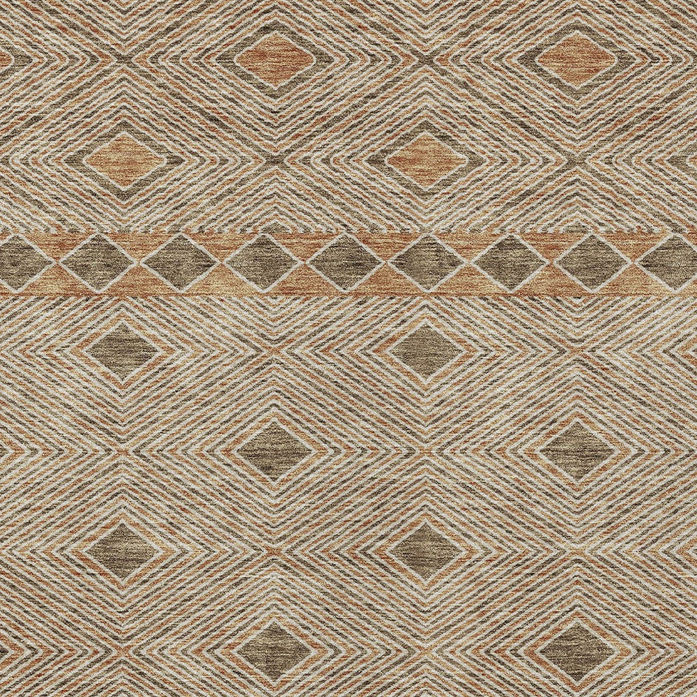 Tabselect Home Line 5' X 8' Brown And Beige Geometric Washable Indoor Outdoor Area Rug