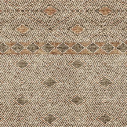 Tabselect Home Line 5' X 8' Brown And Beige Geometric Washable Indoor Outdoor Area Rug