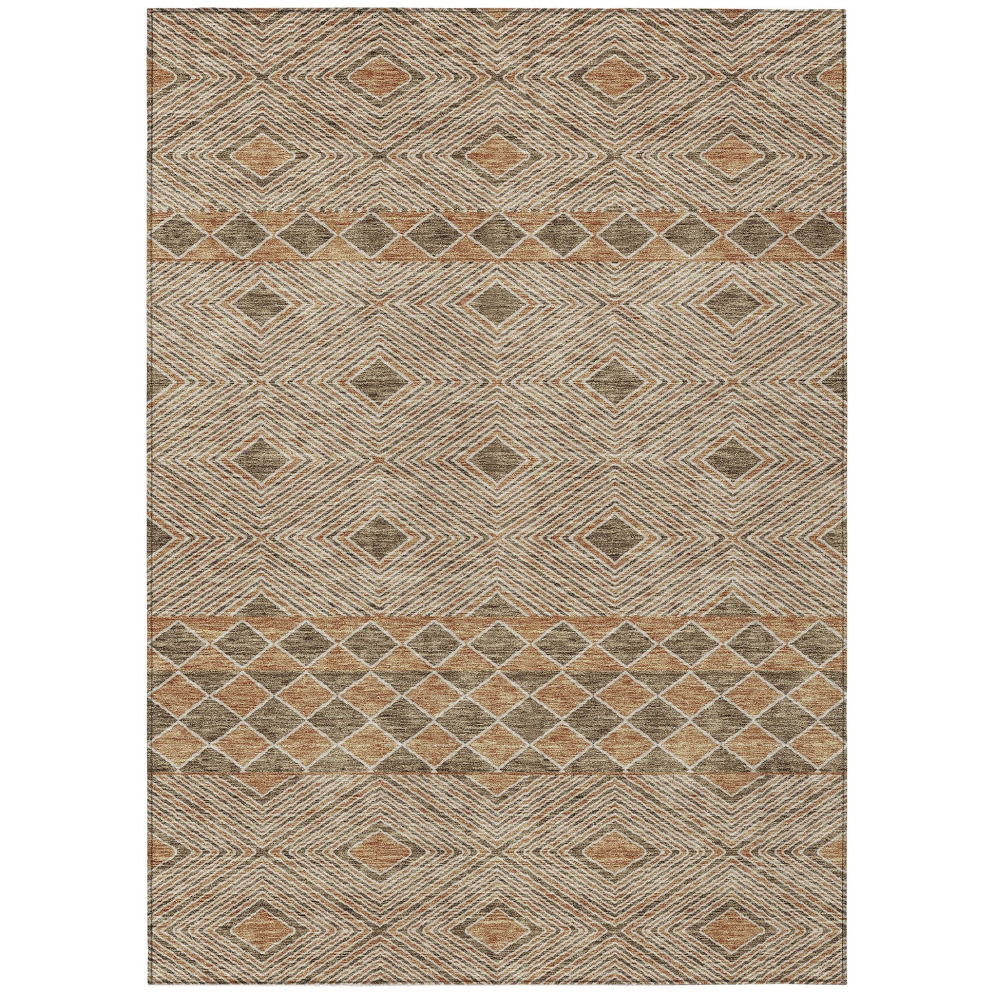 Tabselect Home Line 8' X 10' Brown And Beige Geometric Washable Indoor Outdoor Area Rug