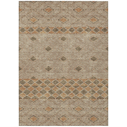 Tabselect Home Line 8' X 10' Brown And Beige Geometric Washable Indoor Outdoor Area Rug