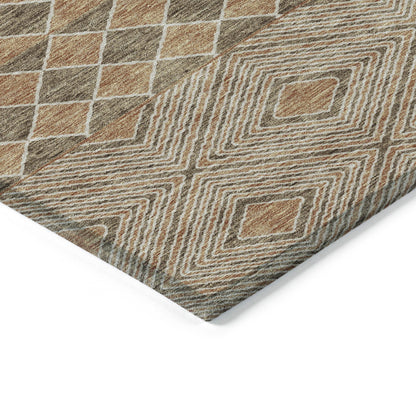Tabselect Home Line 8' X 10' Brown And Beige Geometric Washable Indoor Outdoor Area Rug
