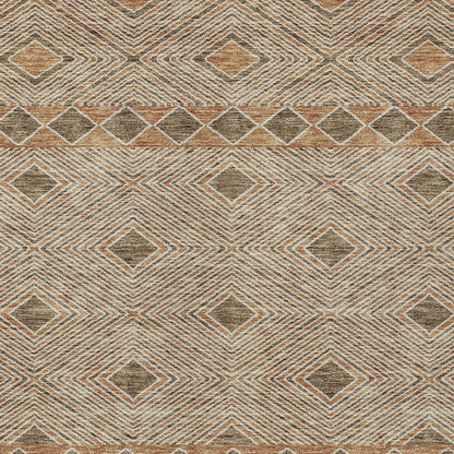 Tabselect Home Line 8' X 10' Brown And Beige Geometric Washable Indoor Outdoor Area Rug