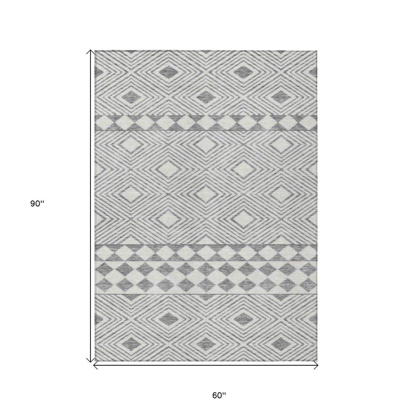 Tabselect Home Line 5' X 8' Gray And Ivory Geometric Washable Indoor Outdoor Area Rug