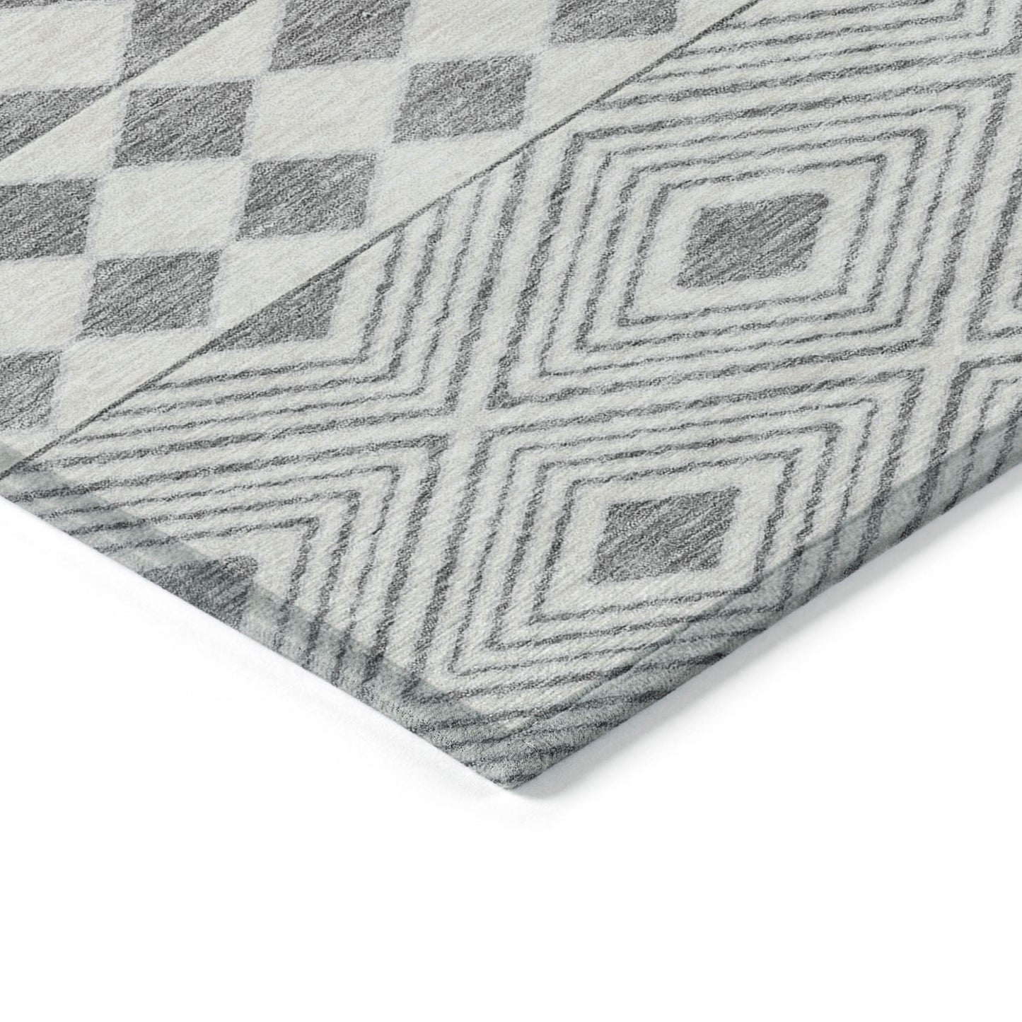 Tabselect Home Line 5' X 8' Gray And Ivory Geometric Washable Indoor Outdoor Area Rug