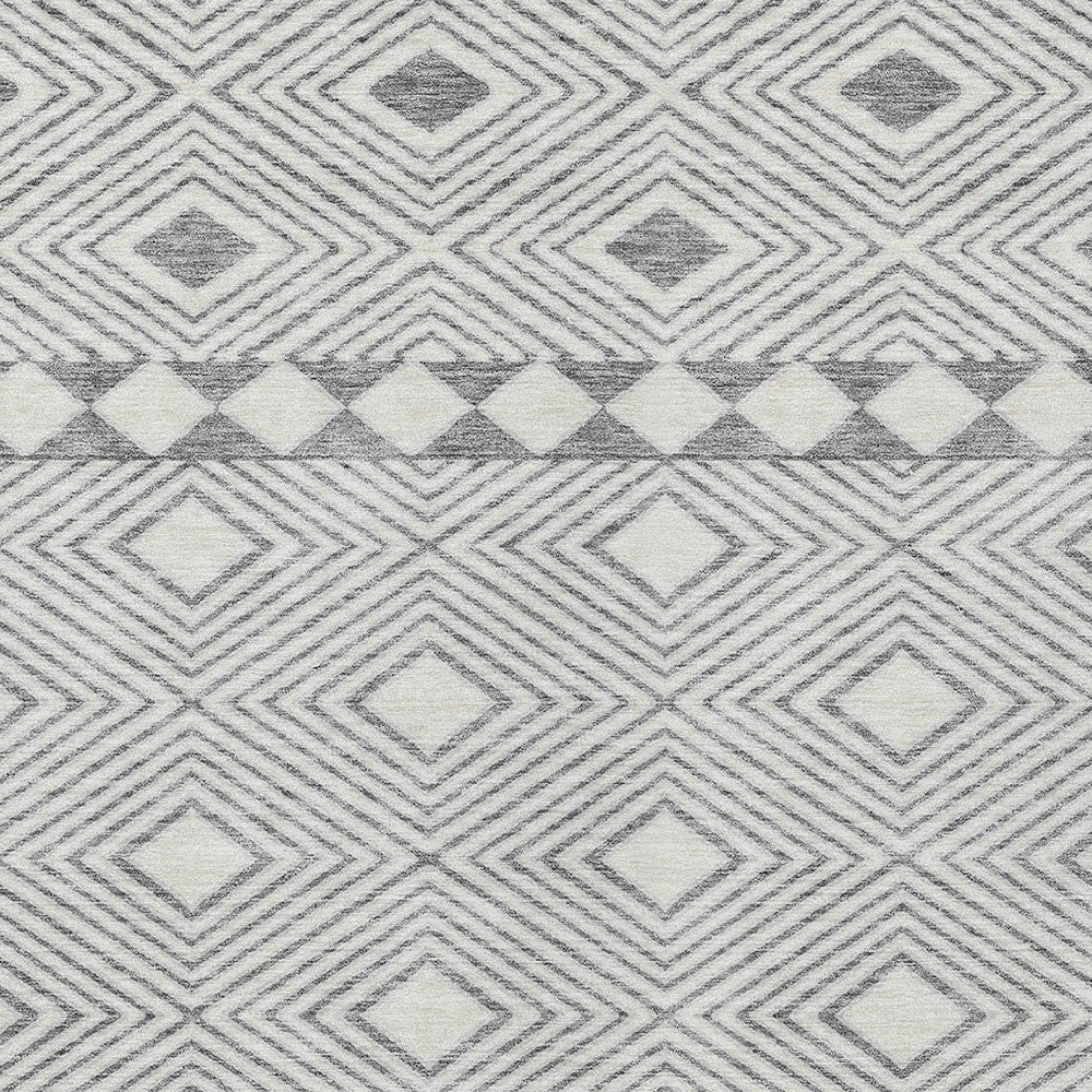 Tabselect Home Line 5' X 8' Gray And Ivory Geometric Washable Indoor Outdoor Area Rug