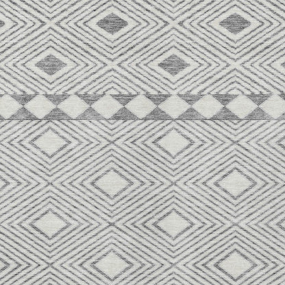 Tabselect Home Line 5' X 8' Gray And Ivory Geometric Washable Indoor Outdoor Area Rug
