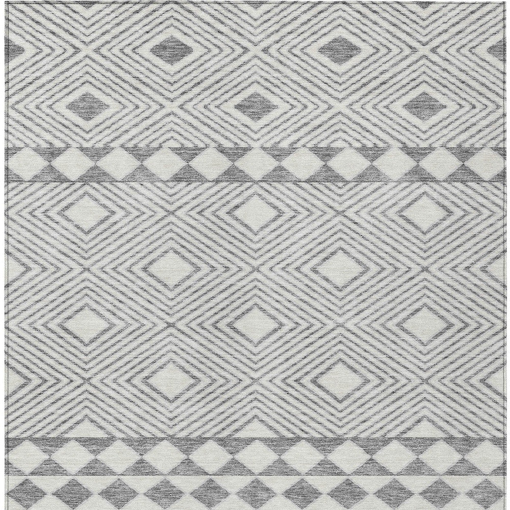 Tabselect Home Line 8' X 10' Gray And Ivory Geometric Washable Indoor Outdoor Area Rug
