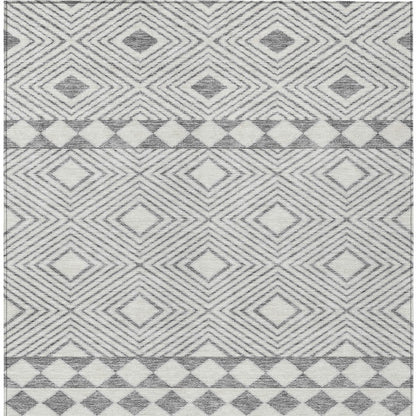 Tabselect Home Line 8' X 10' Gray And Ivory Geometric Washable Indoor Outdoor Area Rug
