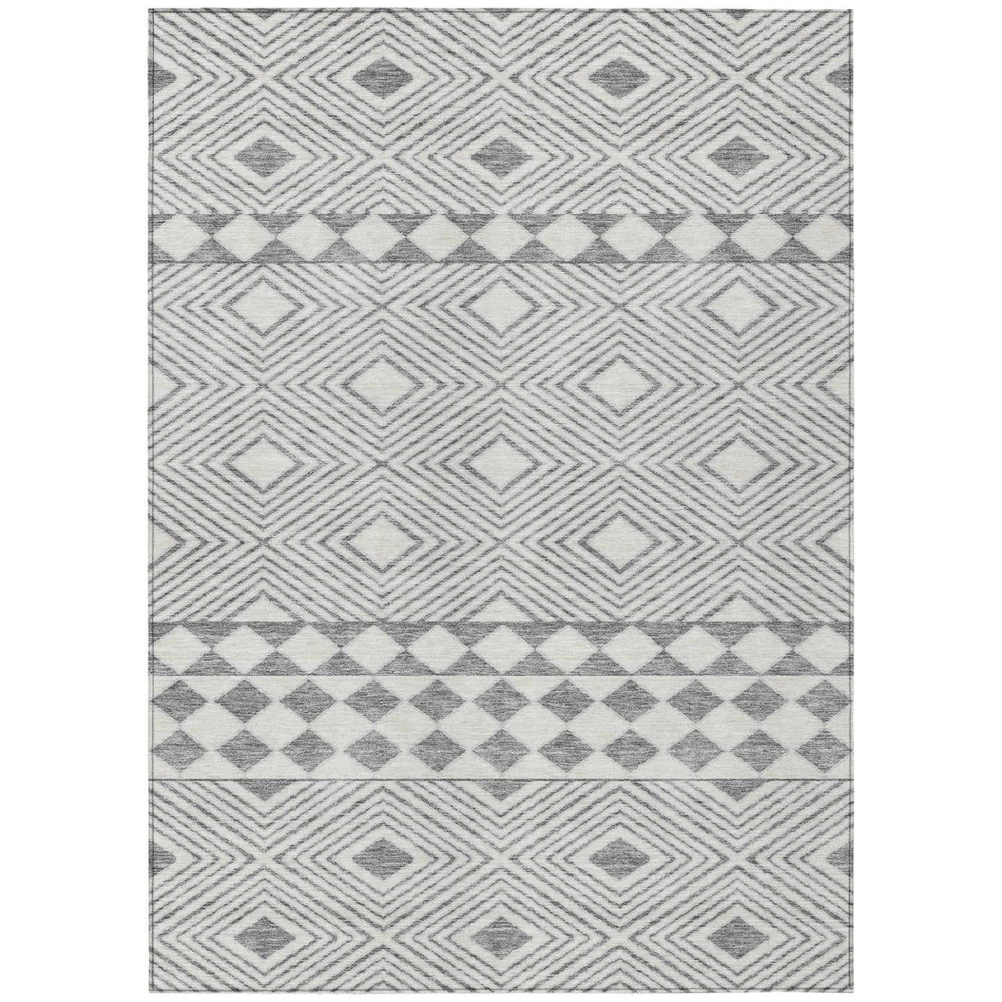 Tabselect Home Line 8' X 10' Gray And Ivory Geometric Washable Indoor Outdoor Area Rug