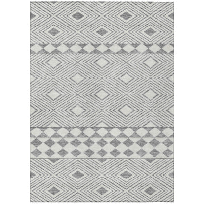 Tabselect Home Line 8' X 10' Gray And Ivory Geometric Washable Indoor Outdoor Area Rug