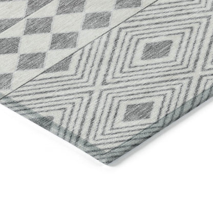 Tabselect Home Line 8' X 10' Gray And Ivory Geometric Washable Indoor Outdoor Area Rug