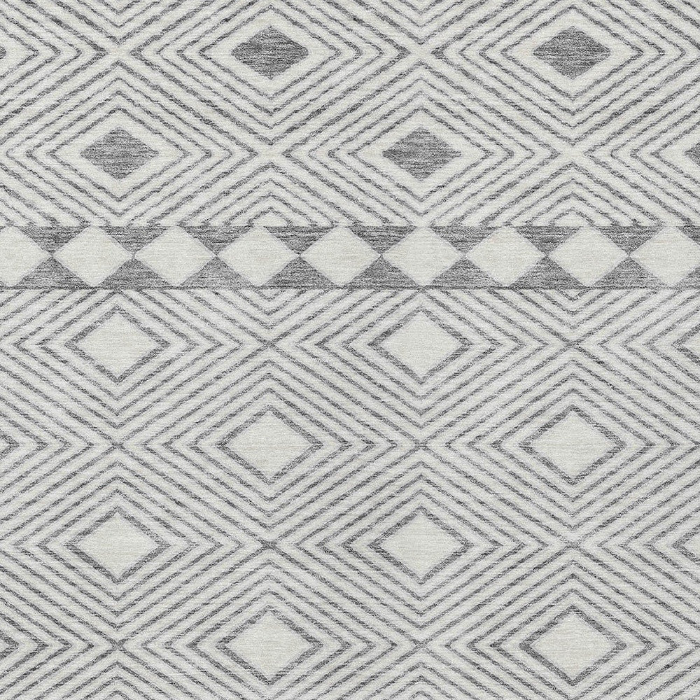 Tabselect Home Line 8' X 10' Gray And Ivory Geometric Washable Indoor Outdoor Area Rug