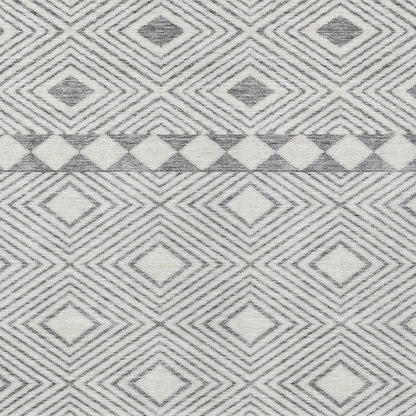 Tabselect Home Line 8' X 10' Gray And Ivory Geometric Washable Indoor Outdoor Area Rug
