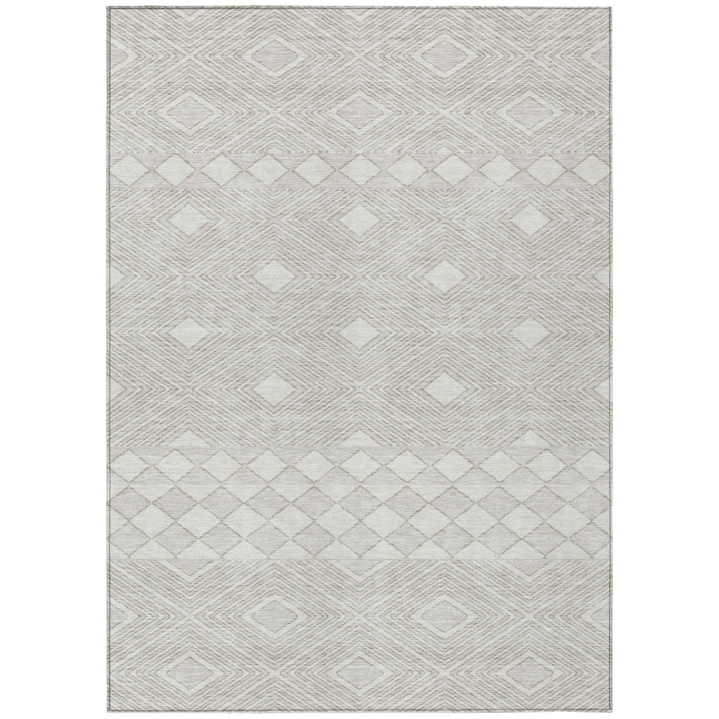 Tabselect Home Line 5' X 8' Ivory And Gray Geometric Washable Indoor Outdoor Area Rug