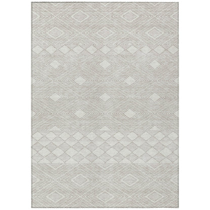 Tabselect Home Line 5' X 8' Ivory And Gray Geometric Washable Indoor Outdoor Area Rug