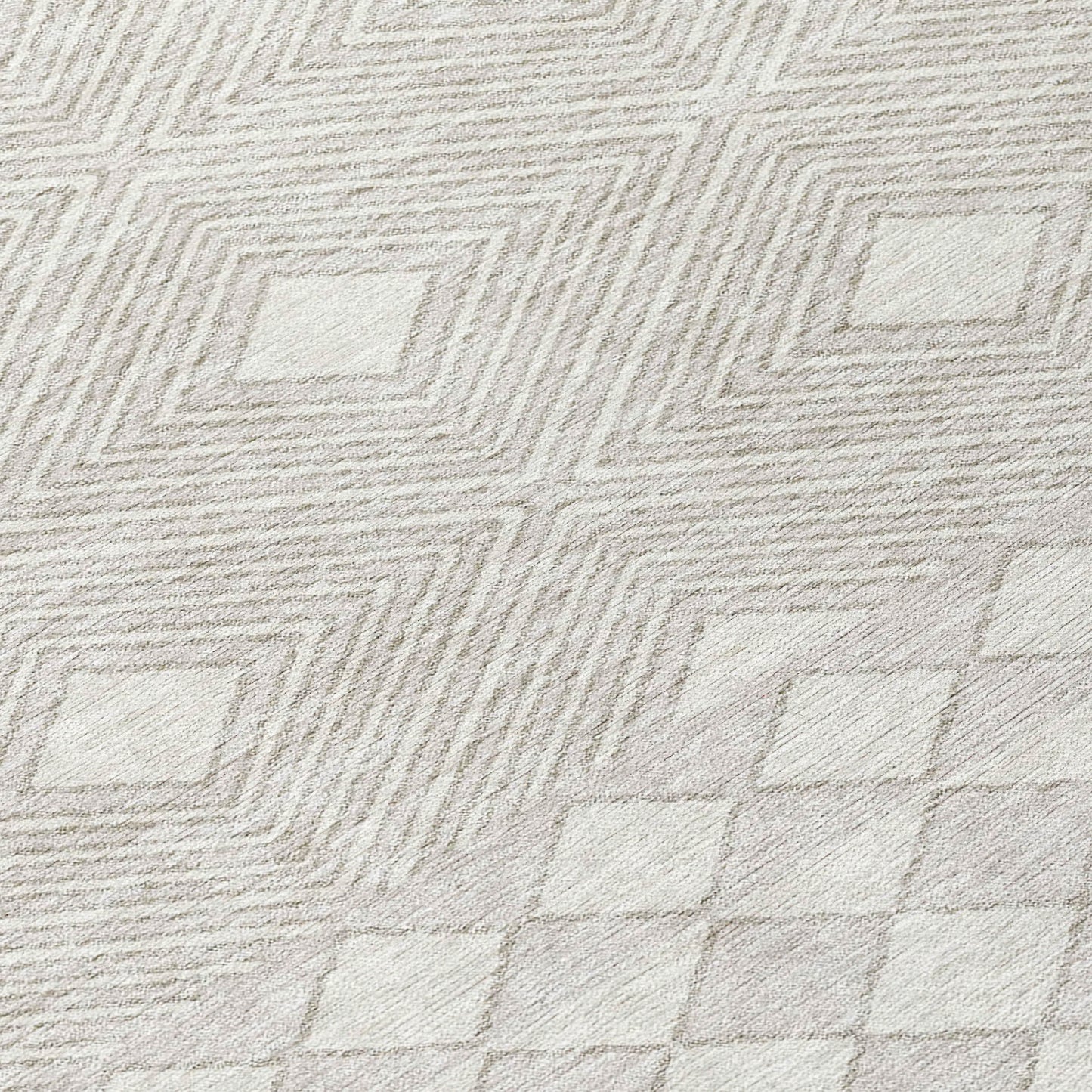 Tabselect Home Line 8' Ivory And Gray Round Geometric Washable Indoor Outdoor Area Rug