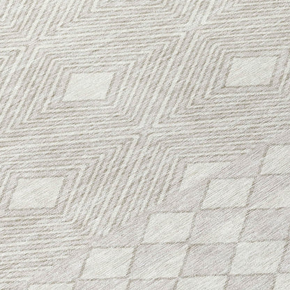 Tabselect Home Line 8' Ivory And Gray Round Geometric Washable Indoor Outdoor Area Rug