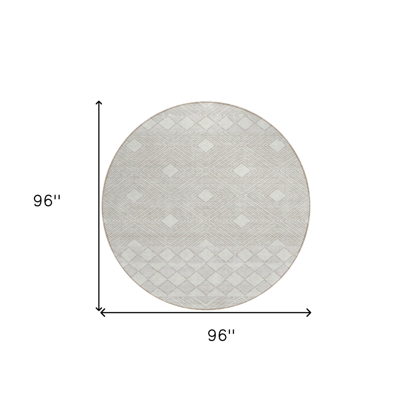 Tabselect Home Line 8' Ivory And Gray Round Geometric Washable Indoor Outdoor Area Rug
