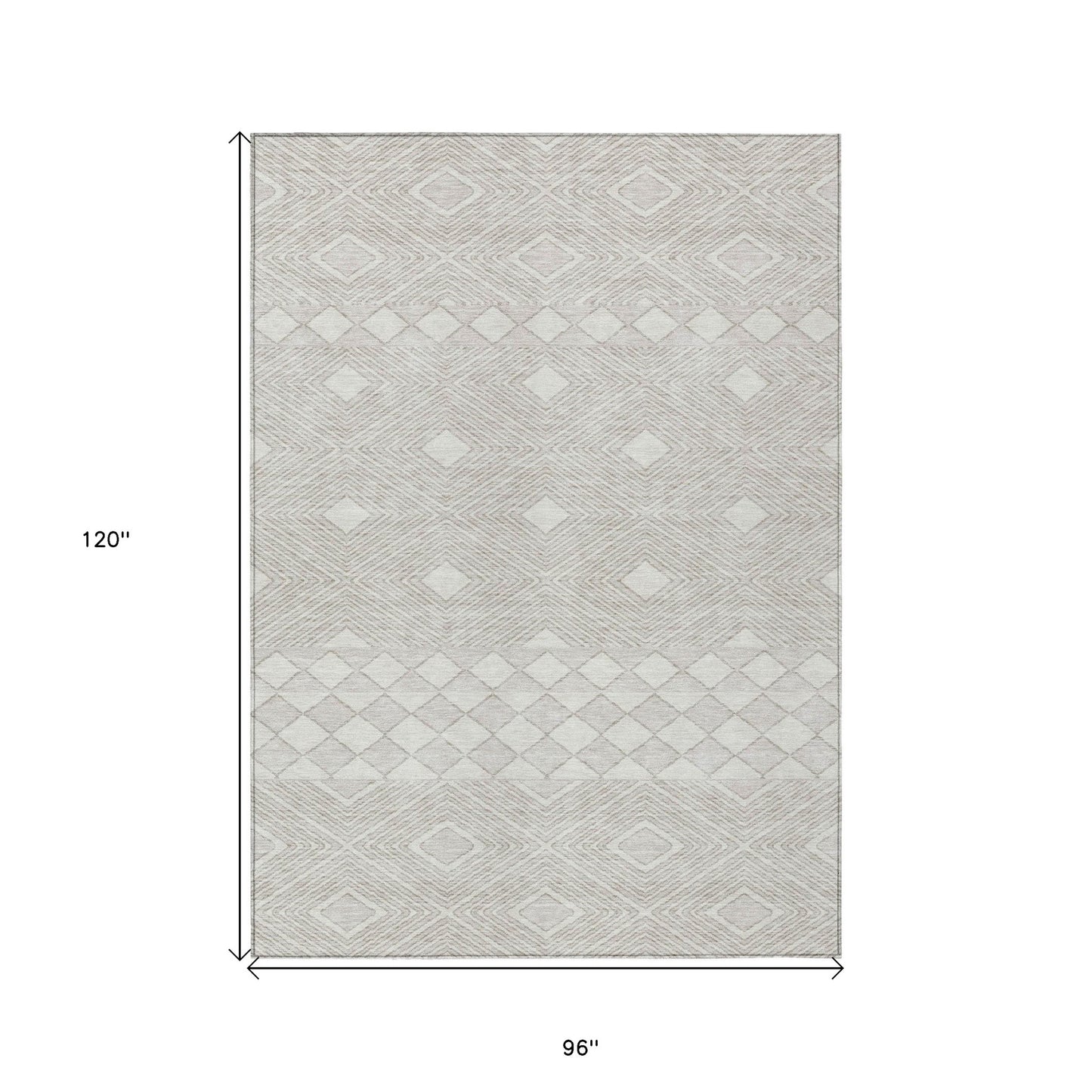 Tabselect Home Line 8' X 10' Ivory And Gray Geometric Washable Indoor Outdoor Area Rug