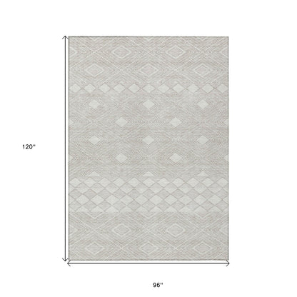 Tabselect Home Line 8' X 10' Ivory And Gray Geometric Washable Indoor Outdoor Area Rug