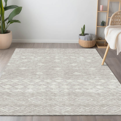 Tabselect Home Line 8' X 10' Ivory And Gray Geometric Washable Indoor Outdoor Area Rug