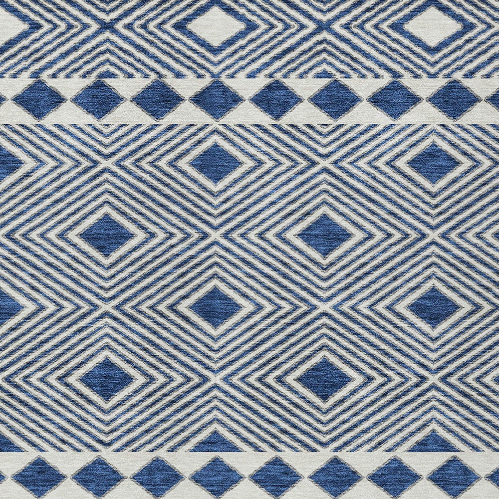 Tabselect Home Line 5' X 8' Navy Blue And Ivory Geometric Washable Indoor Outdoor Area Rug