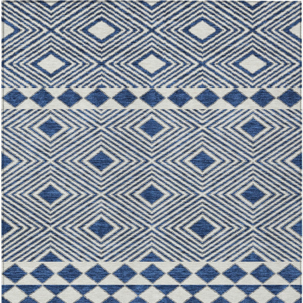 Tabselect Home Line 8' X 10' Navy Blue And Ivory Geometric Washable Indoor Outdoor Area Rug