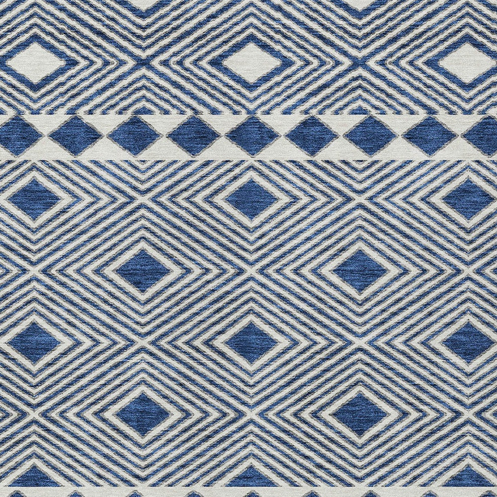 Tabselect Home Line 8' X 10' Navy Blue And Ivory Geometric Washable Indoor Outdoor Area Rug