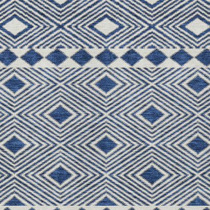 Tabselect Home Line 8' X 10' Navy Blue And Ivory Geometric Washable Indoor Outdoor Area Rug