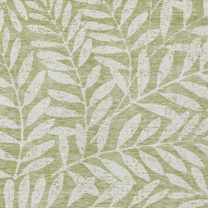 Tabselect Home Line 5' X 8' Artichoke Green And Ivory Floral Washable Indoor Outdoor Area Rug