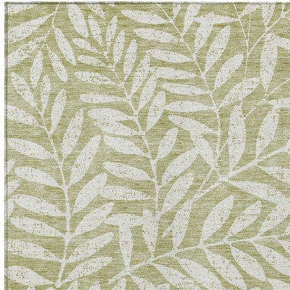 Tabselect Home Line 8' X 10' Artichoke Green And Ivory Floral Washable Indoor Outdoor Area Rug