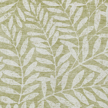 Tabselect Home Line 9' X 12' Artichoke Green And Ivory Floral Washable Indoor Outdoor Area Rug