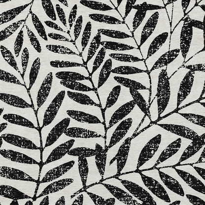 Tabselect Home Line 5' X 8' Black And Ivory Floral Washable Indoor Outdoor Area Rug