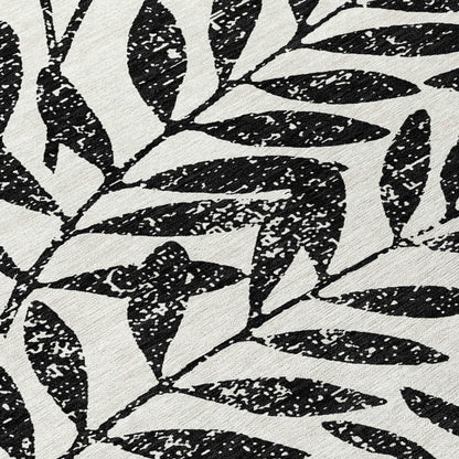 Tabselect Home Line 8' Black And Ivory Round Floral Washable Indoor Outdoor Area Rug