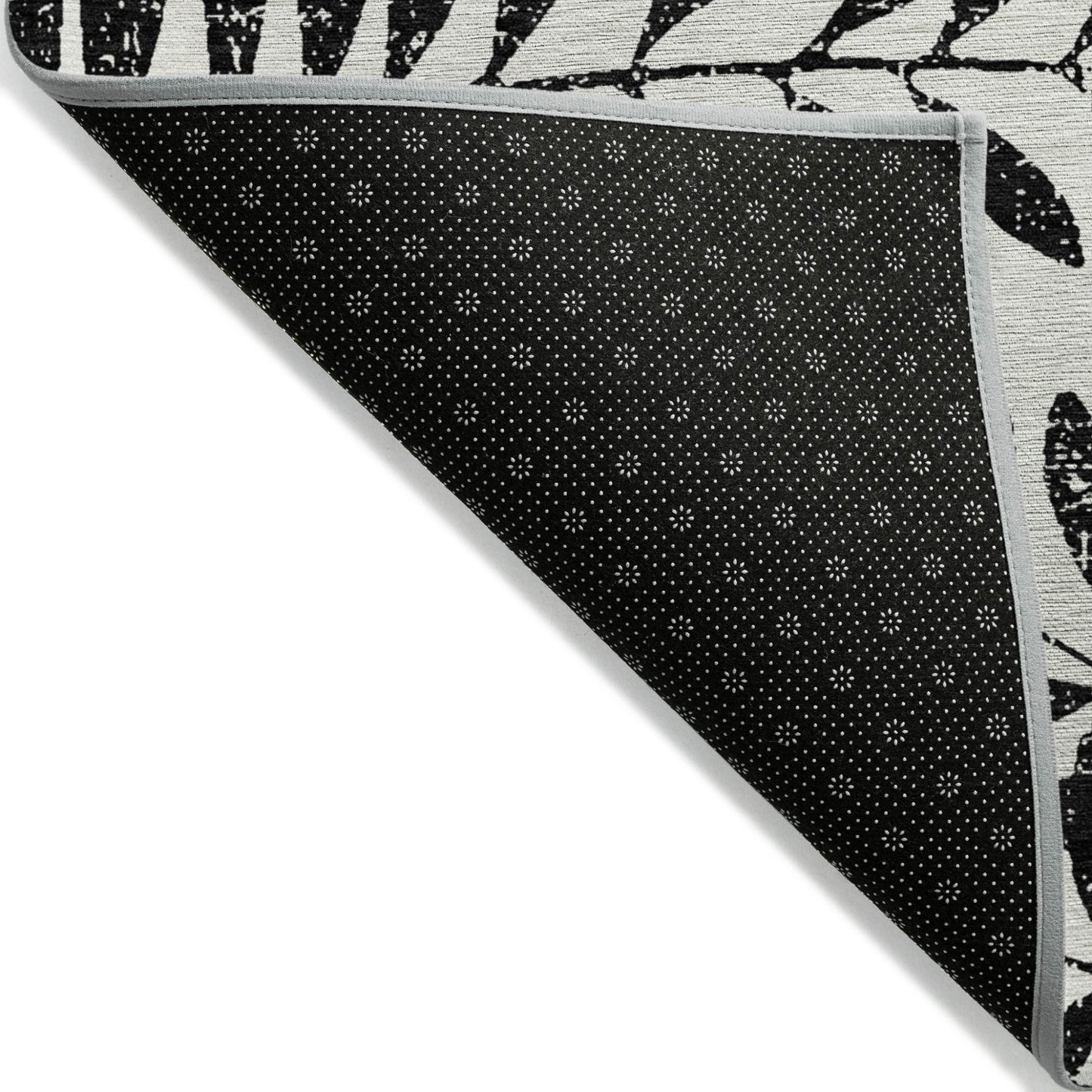 Tabselect Home Line 8' X 10' Black And Ivory Floral Washable Indoor Outdoor Area Rug