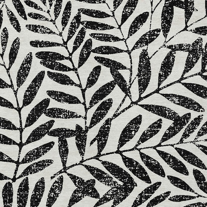 Tabselect Home Line 8' X 10' Black And Ivory Floral Washable Indoor Outdoor Area Rug