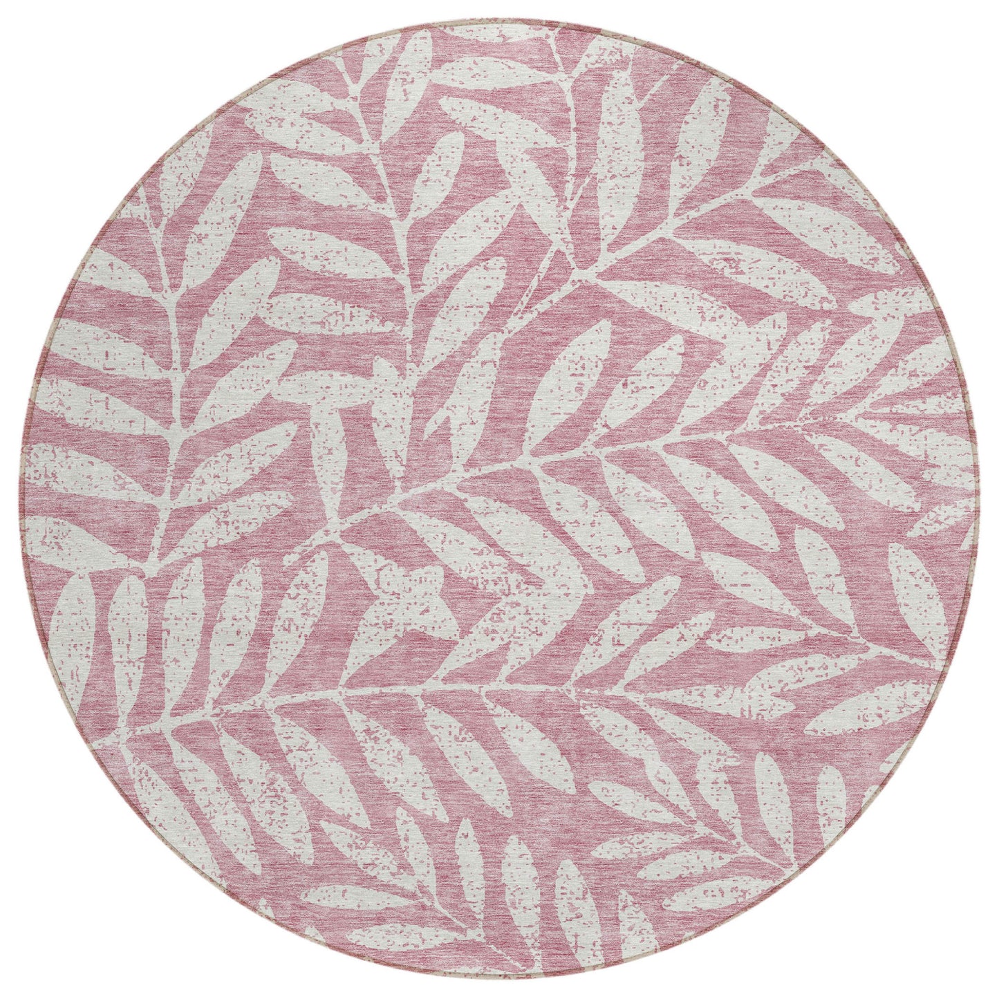 Tabselect Home Line 8' Blush And Ivory Round Floral Washable Indoor Outdoor Area Rug