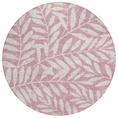 Tabselect Home Line 8' Blush And Ivory Round Floral Washable Indoor Outdoor Area Rug