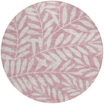 Tabselect Home Line 8' Blush And Ivory Round Floral Washable Indoor Outdoor Area Rug