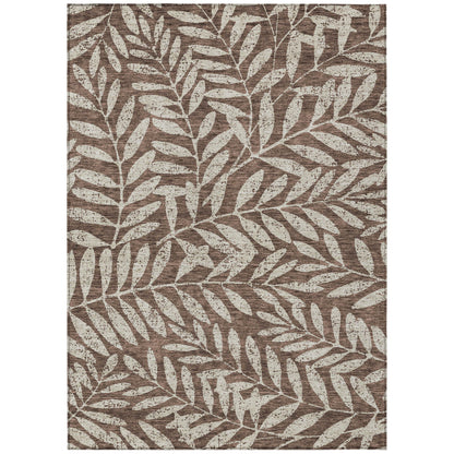 Tabselect Home Line 5' X 8' Brown And Beige Floral Washable Indoor Outdoor Area Rug