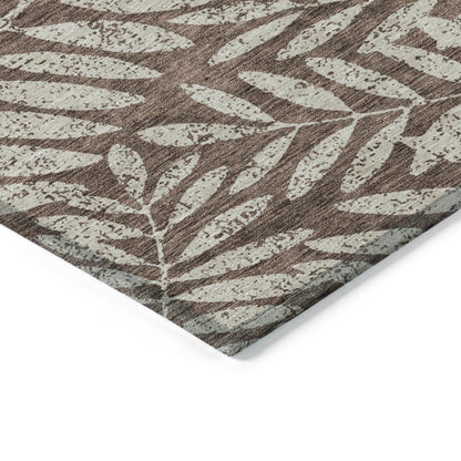 Tabselect Home Line 5' X 8' Brown And Beige Floral Washable Indoor Outdoor Area Rug