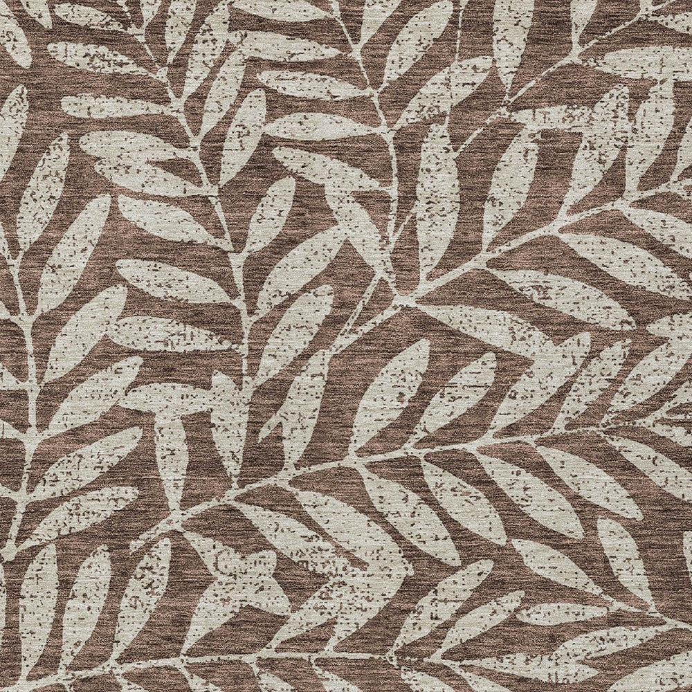 Tabselect Home Line 5' X 8' Brown And Beige Floral Washable Indoor Outdoor Area Rug