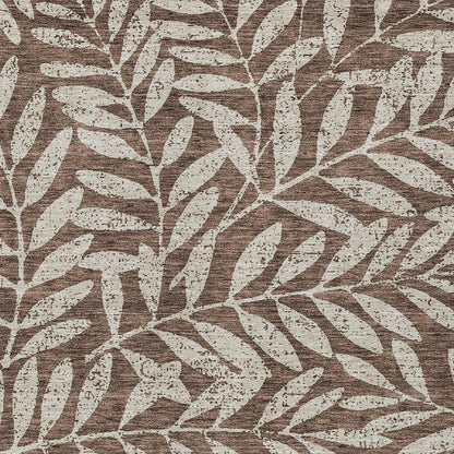 Tabselect Home Line 5' X 8' Brown And Beige Floral Washable Indoor Outdoor Area Rug