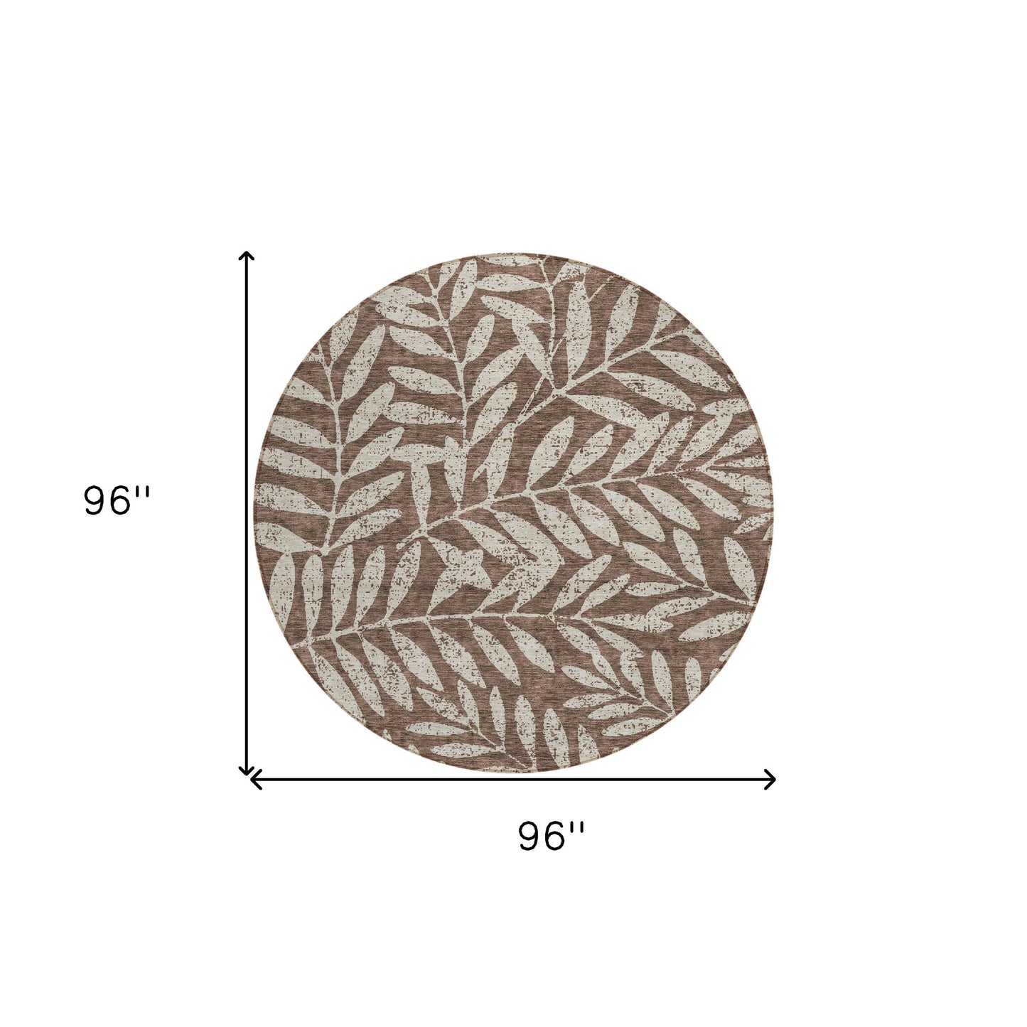 Tabselect Home Line 8' Brown And Beige Round Floral Washable Indoor Outdoor Area Rug