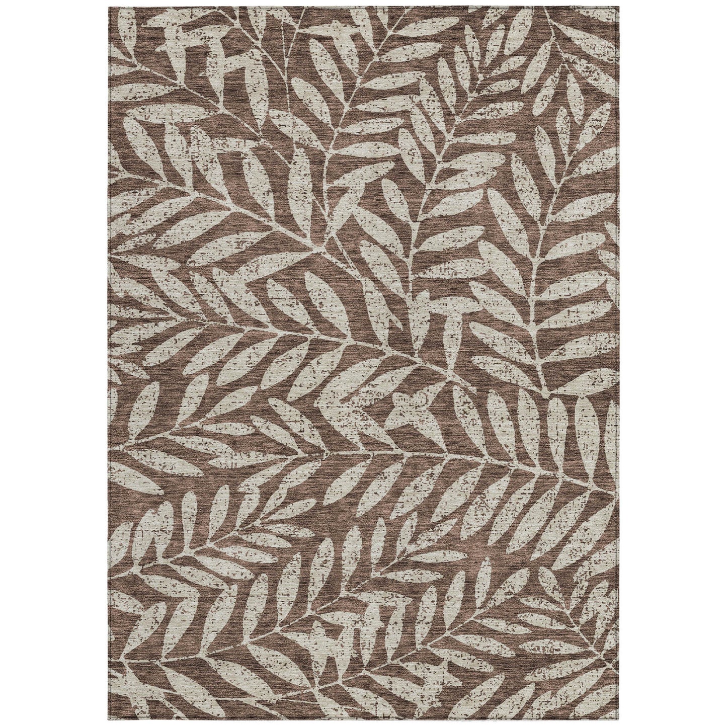 Tabselect Home Line 8' X 10' Brown And Beige Floral Washable Indoor Outdoor Area Rug