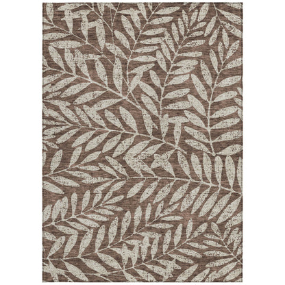 Tabselect Home Line 8' X 10' Brown And Beige Floral Washable Indoor Outdoor Area Rug