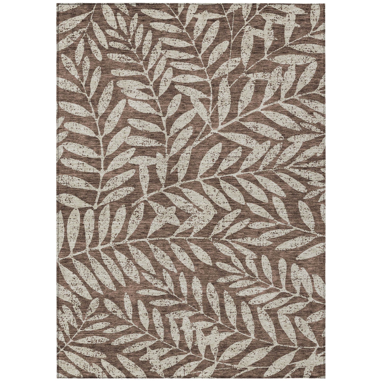 Tabselect Home Line 8' X 10' Brown And Beige Floral Washable Indoor Outdoor Area Rug