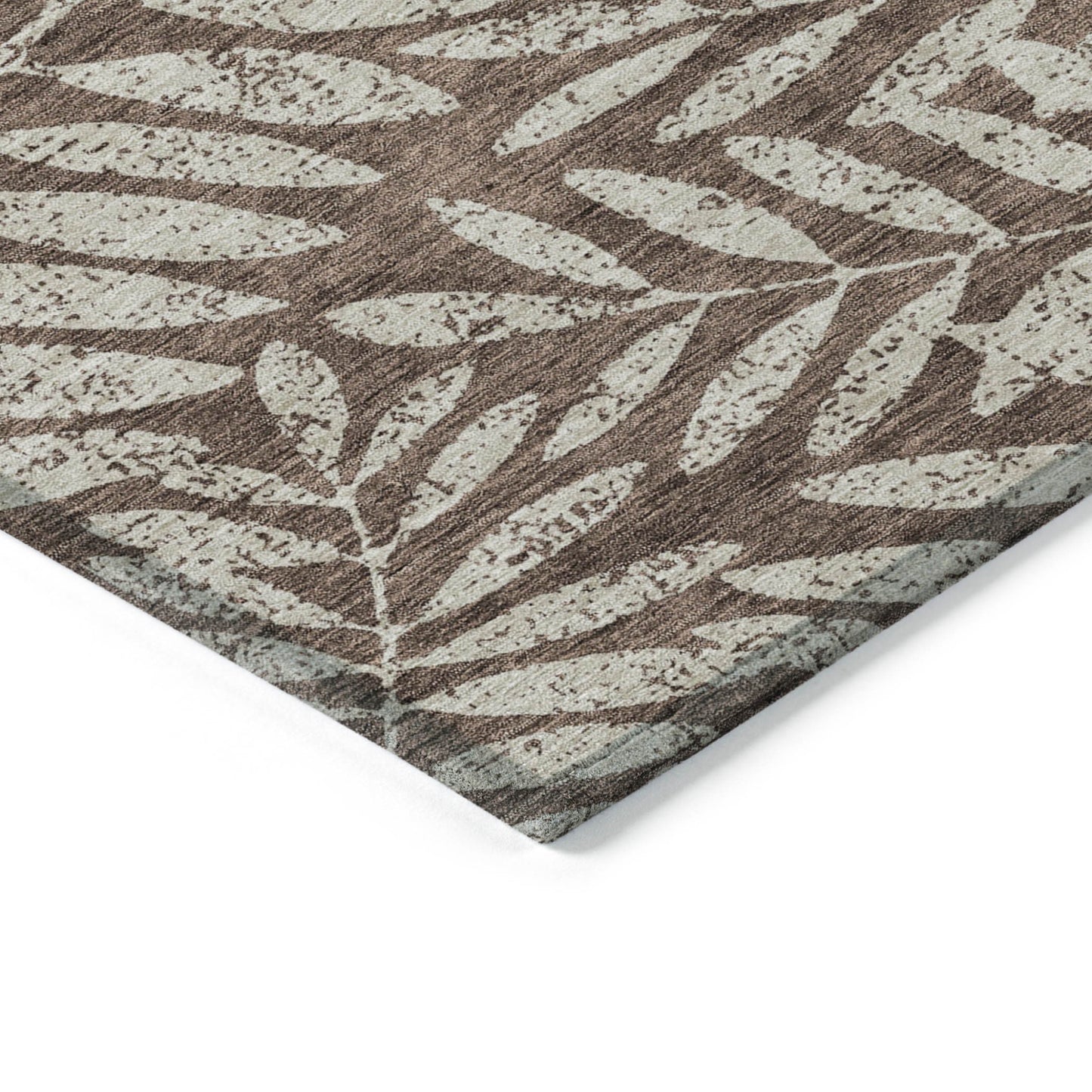 Tabselect Home Line 8' X 10' Brown And Beige Floral Washable Indoor Outdoor Area Rug