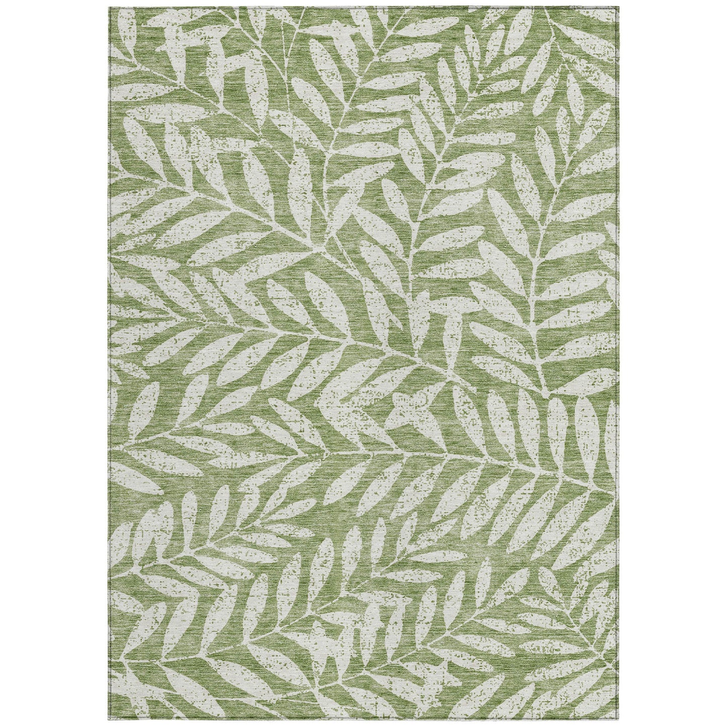 Tabselect Home Line 5' X 8' Green And Ivory Floral Washable Indoor Outdoor Area Rug